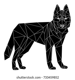 Siberian Husky polygonal geometric vector icon/ Happy Chinese new year 2018 card with Siberian Husky on white background. Good for prints, covers, posters, cards, gift design. Vector Illustration