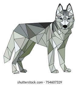 Siberian Husky polygonal geometric vector icon. Symbol of the 2018 New Year, Chinese calendar