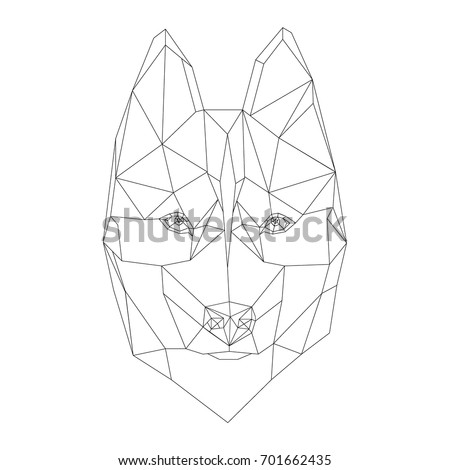 Siberian Husky polygonal geometric vector icon