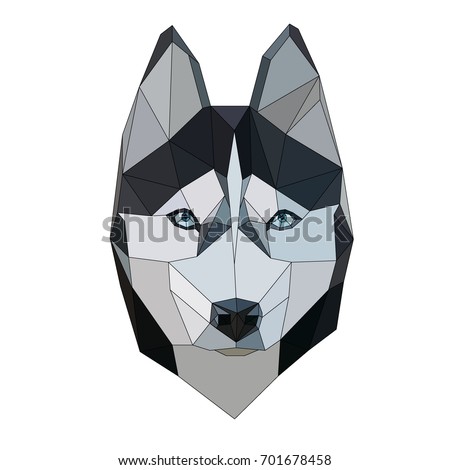 Siberian Husky polygonal geometric vector icon
