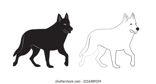 siberian husky silhouette collection - black vector dog set against white. isolated background
