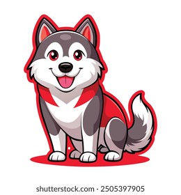 Siberian Husky sticker illustration vector design