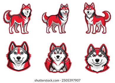 Siberian Husky sticker illustration vector design