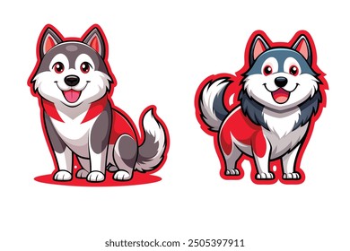 Siberian Husky sticker illustration vector design