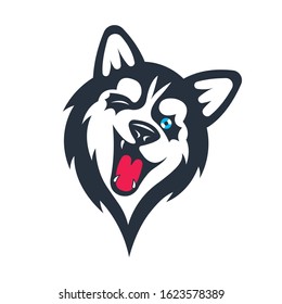 Siberian husky stickers. Dog in different emotions. Illustrations for prints, logos, websites, and apps.