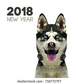 Siberian Husky Triangle dog. Polygon new year dog symbol