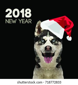 Siberian Husky Triangle dog. Polygon new year dog symbol