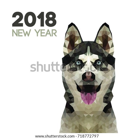 Siberian Husky Triangle dog. Polygon new year dog symbol