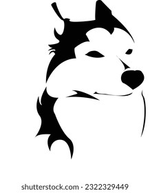siberian husky vector black white