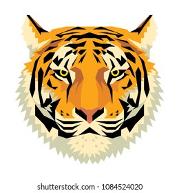 Siberian tiger head, vector illustration on white background