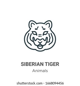 Siberian tiger outline vector icon. Thin line black siberian tiger icon, flat vector simple element illustration from editable animals concept isolated stroke on white background