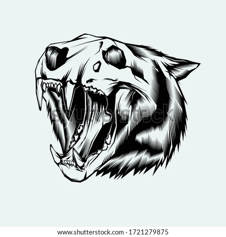 siberian tiger skull vector illustration 