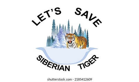Siberian tiger stands in the winter snowy northern forest vector