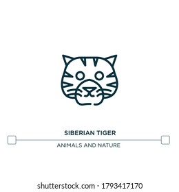 siberian tiger vector line icon. Simple element illustration. siberian tiger outline icon from forest animals concept. Can be used for web and mobile
