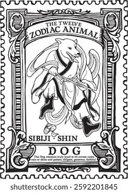 SIBIJI-SHIN vector hand draw DOG, KOREAN ZODIAC, Animal Folklore