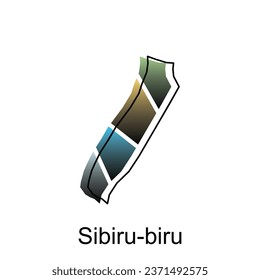 Sibiru biru City map of North Sumatra Province national borders, important cities, World map country vector illustration design template