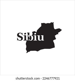 Sibiu map and black lettering design on white background