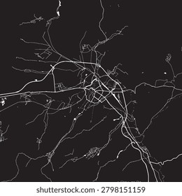 Sibiu Romania Vector Map, Detailed City Street Map Black and White Minimalist Line Art