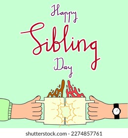 Sibling Day Greeting Banner Poster . Happy Sibling Day Vector Illustration..eps