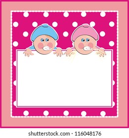 siblings, boy and girl, vector icon, letter