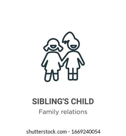 Icono de vector de contorno secundario de hermanos. Icono secundario del hermano negro de línea delgada, ilustración de elemento simple vector plano del concepto de relaciones familiares editable trazo aislado en fondo blanco