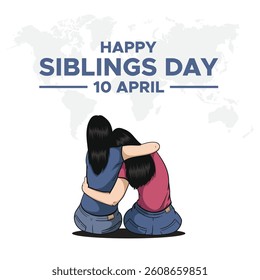  Siblings Day. 10 April. Holiday concept. Template for background with banner, poster and card. Vector illustration.