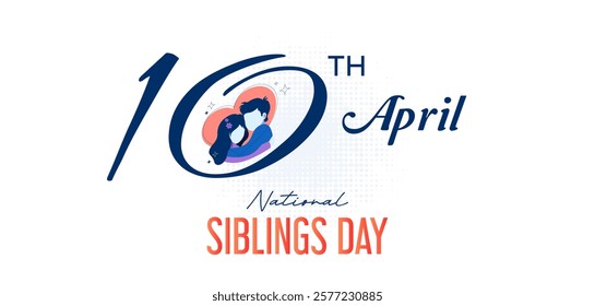 Siblings Day. Greeting template to commemorate national brothers' day, April 10. Vector showing brothers hugging each other