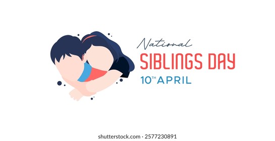 Siblings Day. Greeting template to commemorate national brothers' day, April 10. Vector showing brothers hugging each other