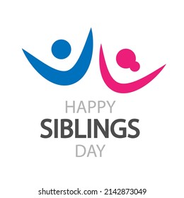 Siblings day typography logo brothers and sisters, vector art illustration.