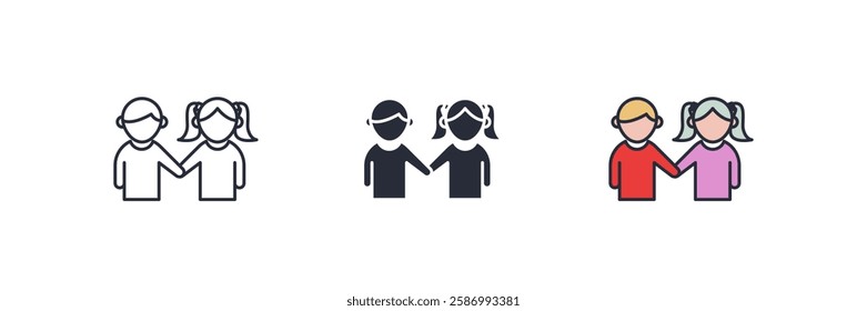 Siblings icon. Siblings Symbol sign for mobile concept and web design. Vector icon, Logo illustration, Vector graphics