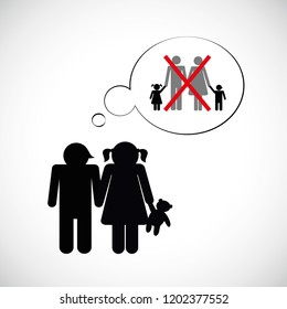 Siblings orphans think about their parents vector illustration