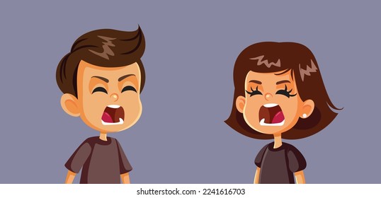 
Siblings Screaming at Each Other Vector Cartoon illustration. Brother and sister fighting in disagreement having communication problems
