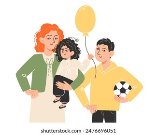 Siblings are standing next to each other