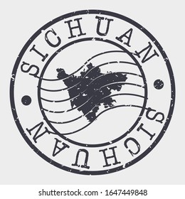 Sichuan China Stamp Postal. A Map Silhouette Seal. Passport Round Design. Vector Icon Design Retro Travel.