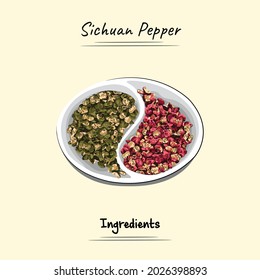 Sichuan Pepper Illustration Sketch And Vector Style. Good to use for restaurant menu, Food recipe book and food ingredients content.