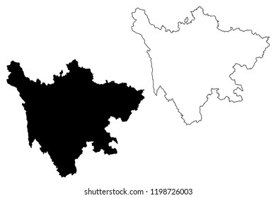 Sichuan Province (Administrative divisions of China, China, People's Republic of China, PRC) map vector illustration, scribble sketch Szechuan or Szechwan map
