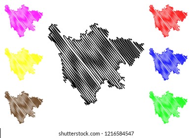 Sichuan Province (Administrative divisions of China, China, People's Republic of China, PRC) map vector illustration, scribble sketch Szechuan or Szechwan map