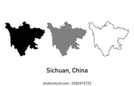 Sichuan province map, China vector map illustration isolated on background.