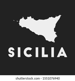 Sicilia icon. Island map on dark background. Stylish Sicilia map with island name. Vector illustration.