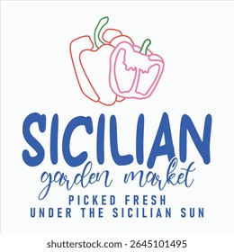Sicilian Garden Market  Farmers Market T-Shirt Design