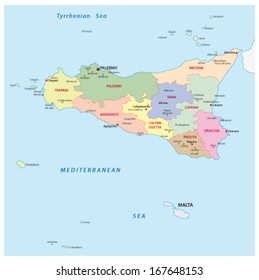 Sicily Administrative Map