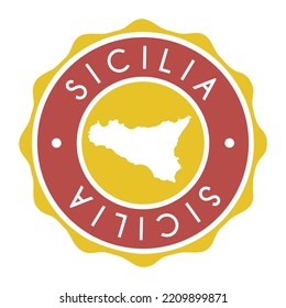 Sicily, Italy Badge Map Vector Seal Vector Sign. National Symbol Country Stamp Design Icon Label. 