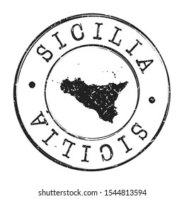 Sicily Italy Map Postmark. Silhouette Postal Passport. Stamp Round Vector Icon. Vintage Postage Design.