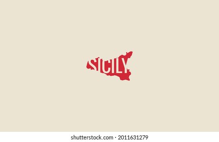 Sicily map hand drawn on white background - Trendy design
