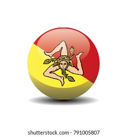 Sicily national circle button flag background texture. Vector illustration.