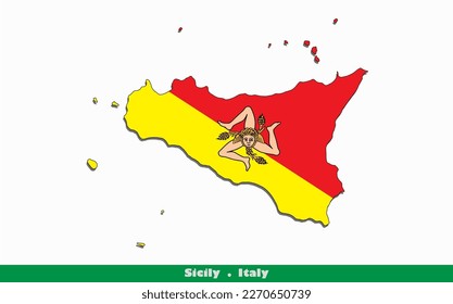 Sicily Regions in Italy Flag Map