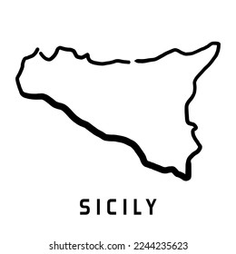 Sicily (Sicilia) Italian island map simple outline. Vector hand drawn simplified style map.