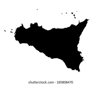 Sicily vector map isolated on white background. High detailed silhouette illustration. Sicily map silhouette. Italy island.