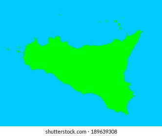 Sicily vector map isolated on blue background. High detailed silhouette illustration. 