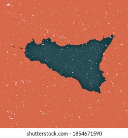 Sicily vintage map. Grunge map of the island with distressed texture. Sicily poster. Vector illustration.